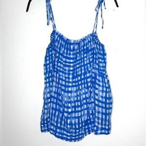 Lilly Pulitzer Women's Blue and White Gingham tank Size Small